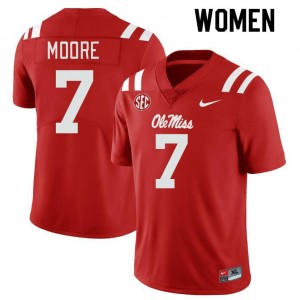 Women Louis Moore Red Ole Miss College Football #7 Jersey 604368-967