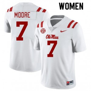 Women Louis Moore White Rebels College Football #7 Jersey 352937-746