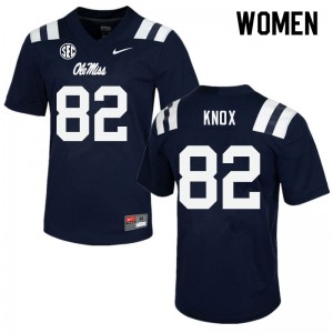 Women Luke Knox Navy Ole Miss Rebels College Football #82 Jersey 543892-541