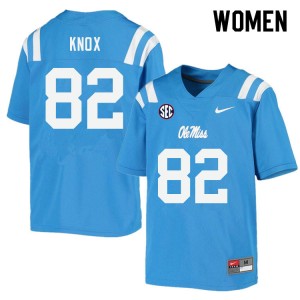 Women Luke Knox Powder Blue University of Mississippi College Football #82 Jersey 239988-769