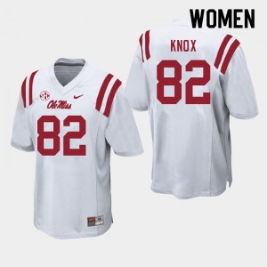 Women Luke Knox White Rebels College Football #82 Jersey 497824-291