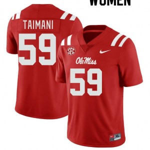 Women Mana Taimani Red Rebels College Football #59 Jersey 347733-862