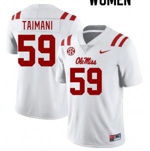 Women Mana Taimani White Ole Miss College Football #59 Jersey 986502-283
