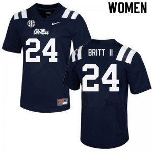 Women Marc Britt II Navy Ole Miss College Football #24 Jersey 521179-799