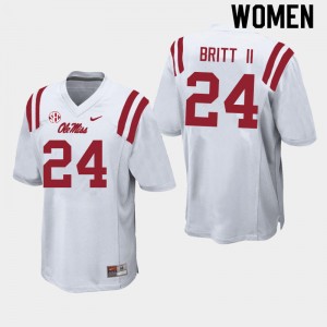 Women Marc Britt II White Rebels College Football #24 Jersey 516485-907