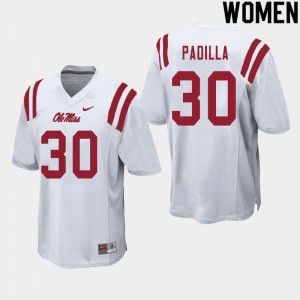 Women Mario Padilla White Ole Miss College Football #30 Jersey 466864-271