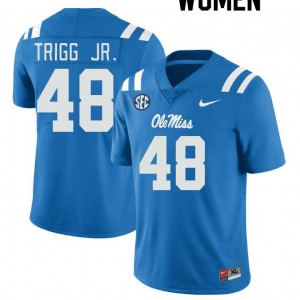 Women Mark Trigg Jr. Powder Blue Ole Miss College Football #48 Jersey 701066-672