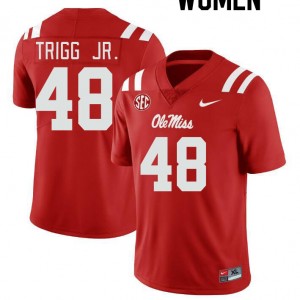 Women Mark Trigg Jr. Red University of Mississippi College Football #48 Jersey 955227-891