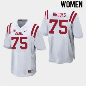Women Mason Brooks White Ole Miss Rebels College Football #75 Jersey 775248-573
