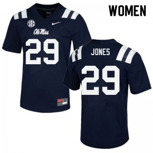Women Matt Jones Navy University of Mississippi College Football #29 Jersey 676019-701