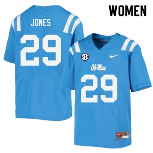 Women Matt Jones Powder Blue Ole Miss College Football #29 Jersey 487084-987