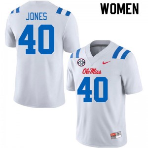Women Matt Jones White University of Mississippi 2024 New College Football #40 Jersey 711467-578