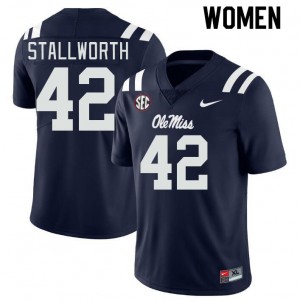 Women Micah Stallworth Navy Ole Miss Rebels College Football #42 Jersey 324629-667