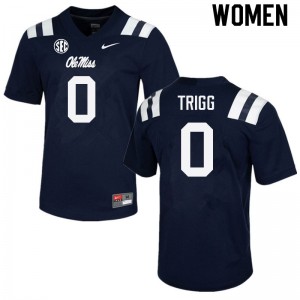 Women Michael Trigg Navy Ole Miss College Football #0 Jersey 123267-202