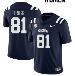 Women Michael Trigg Navy University of Mississippi College Football #81 Jersey 919408-948