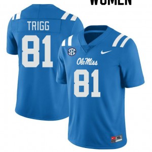Women Michael Trigg Powder Blue Ole Miss Rebels College Football #81 Jersey 913566-795