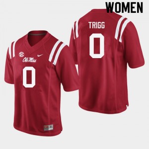Women Michael Trigg Red Ole Miss College Football #0 Jersey 989869-383