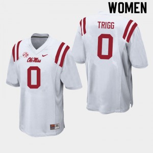 Women Michael Trigg White Ole Miss College Football #0 Jersey 803097-895