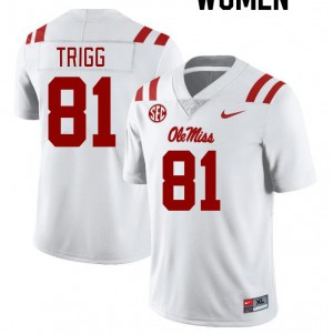 Women Michael Trigg White University of Mississippi College Football #81 Jersey 722639-453