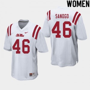 Women MoMo Sanogo White Ole Miss Rebels College Football #46 Jersey 574713-195