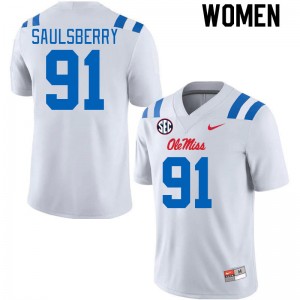 Women Myles Saulsberry White Rebels 2024 New College Football #91 Jersey 358893-284