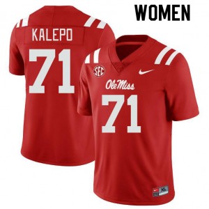 Women Nate Kalepo Red University of Mississippi College Football #71 Jersey 705604-995