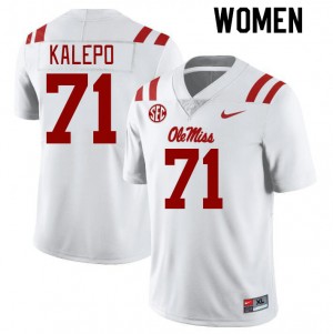 Women Nate Kalepo White Rebels College Football #71 Jersey 348611-471