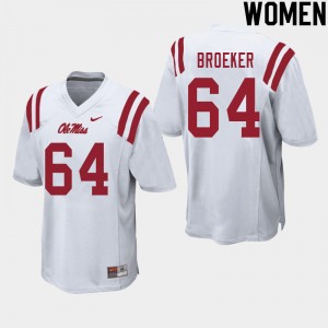 Women Nick Broeker White Rebels College Football #64 Jersey 116972-619