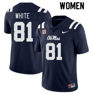 Women Noreel White Navy Rebels College Football #81 Jersey 653037-159