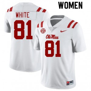 Women Noreel White White Rebels College Football #81 Jersey 593720-778