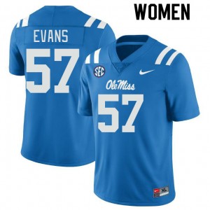 Women Paris Evans Powder Blue Ole Miss Rebels College Football #57 Jersey 727728-147