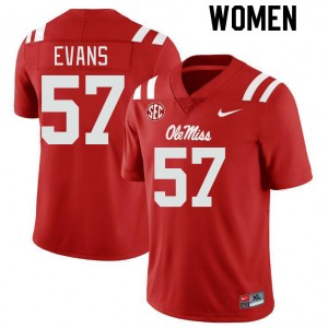Women Paris Evans Red Ole Miss College Football #57 Jersey 601172-261