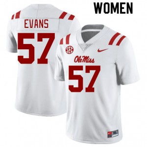 Women Paris Evans White University of Mississippi College Football #57 Jersey 807356-394