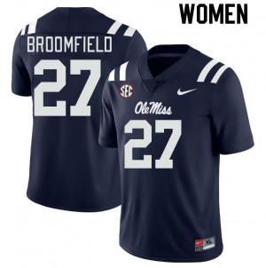 Women Pat Broomfield Navy Ole Miss College Football #27 Jersey 806790-895