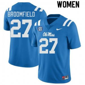 Women Pat Broomfield Powder Blue Ole Miss College Football #27 Jersey 498893-254