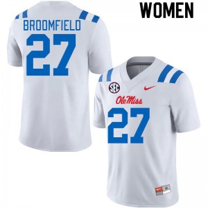 Women Pat Broomfield White Rebels 2024 New College Football #27 Jersey 364434-685