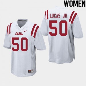 Women Patrick Lucas Jr. White University of Mississippi College Football #50 Jersey 557335-727