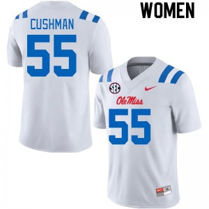 Women Preston Cushman White University of Mississippi 2024 New College Football #55 Jersey 646258-763