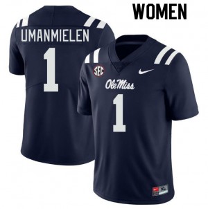 Women Princely Umanmielen Navy Ole Miss College Football #1 Jersey 141334-100