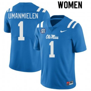 Women Princely Umanmielen Powder Blue Ole Miss Rebels College Football #1 Jersey 766010-482