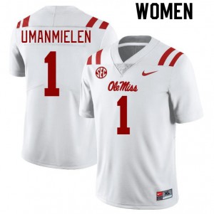 Women Princely Umanmielen White Ole Miss Rebels College Football #1 Jersey 410123-744
