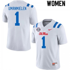Women Princely Umanmielen White Ole Miss 2024 New College Football #1 Jersey 509445-711