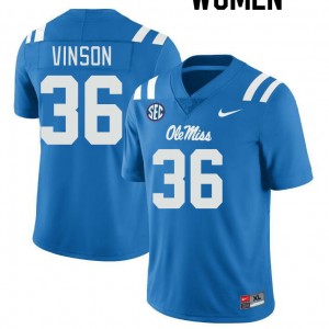Women Rayf Vinson Powder Blue Ole Miss Rebels College Football #36 Jersey 237643-842