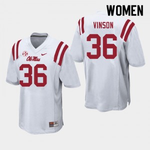 Women Rayf Vinson White Ole Miss College Football #36 Jersey 539408-495