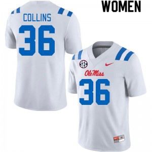 Women Raymond Collins White Ole Miss Rebels 2024 New College Football #36 Jersey 231938-989