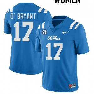Women Richard O'Bryant Powder Blue University of Mississippi College Football #17 Jersey 511418-742