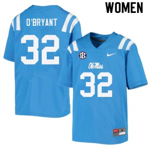 Women Richard O'Bryant Powder Blue Rebels College Football #32 Jersey 663997-138