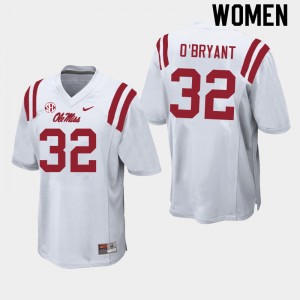 Women Richard O'Bryant White University of Mississippi College Football #32 Jersey 909485-352