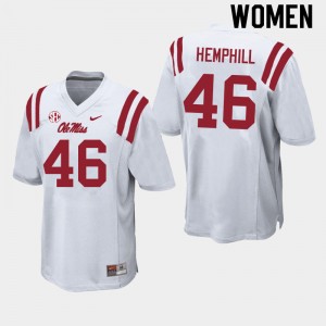 Women Salathiel Hemphill White Ole Miss College Football #46 Jersey 273758-946