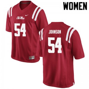 Women Sam Johnson Red Ole Miss College Football #54 Jersey 628259-776